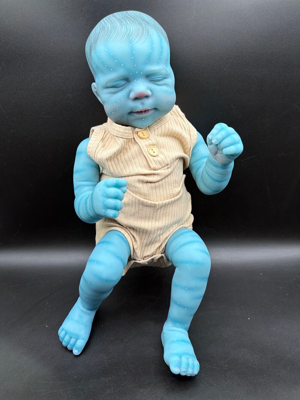 22” Blue Avatar Style Reborn Baby Doll Full Body Vinyl Silicone Sleeping w/ Box